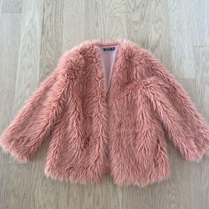 Nasty Gal Orange/Peach Faux Fur Coat